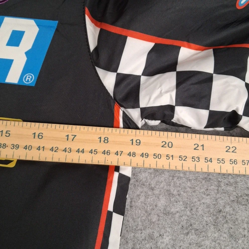 NASCAR Racing Bomber Jacket Kids Size 10/12 Black Red #94 Checkered Graphics